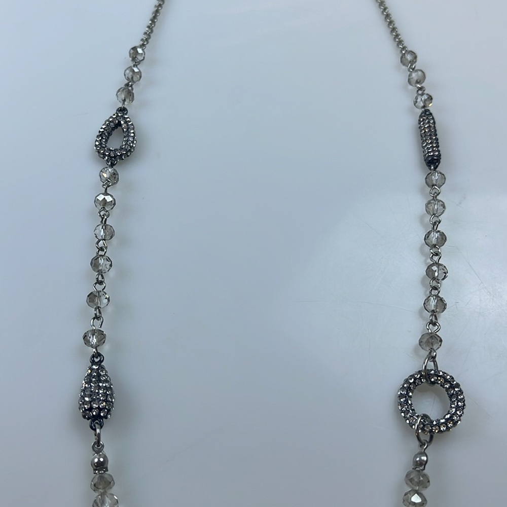 Beautiful Silver Beads Long Statement Necklace Hr… - image 3